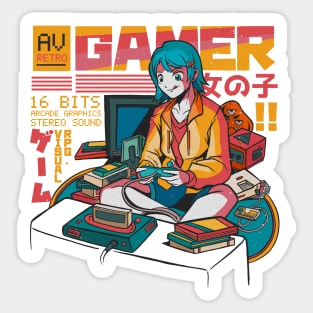 anime cyberpunk gamer girl Sticker